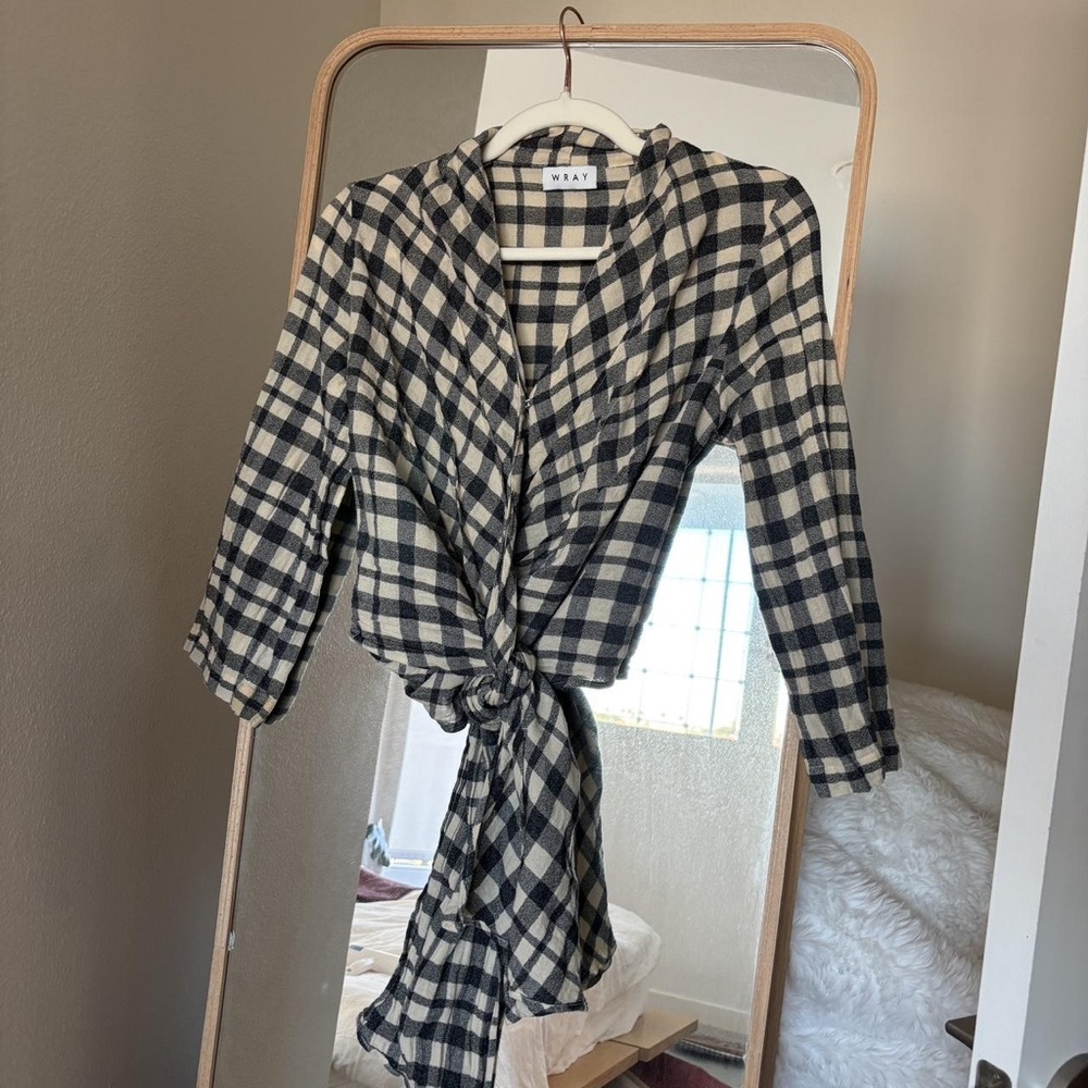 WAYF Black and White Plaid Women's Blouse